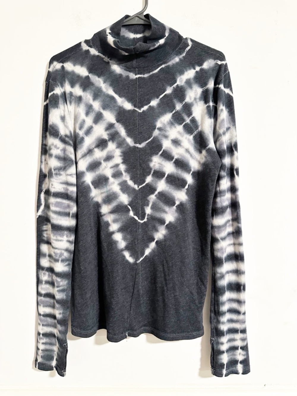 Free People We The Free Tie Dye Mock Neck Top Grey Charcoal Long Sleeve XLarge
